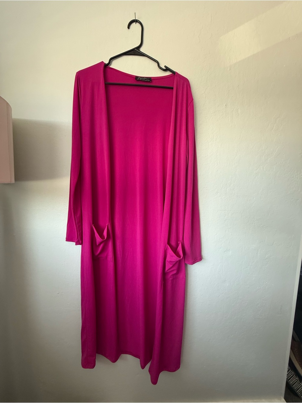 Women's Open-Front Fuchsia Duster Cardigan